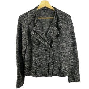 Eileen Fisher Tweed Knit Gray Blazer Jacket Size M